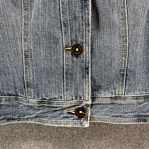 HOLLISTER CO Denim Jacket Girls Juniors Small distressed Tropical lined - Picture 6 of 15